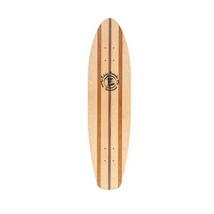  TRAVELER:   Available in 35" length,  deck is engineered with inner ply core and solid maple wood on both faces of board with Mahogany and walnut stringers. It is sealed and comes with clear grip "non skid" surface on deck   